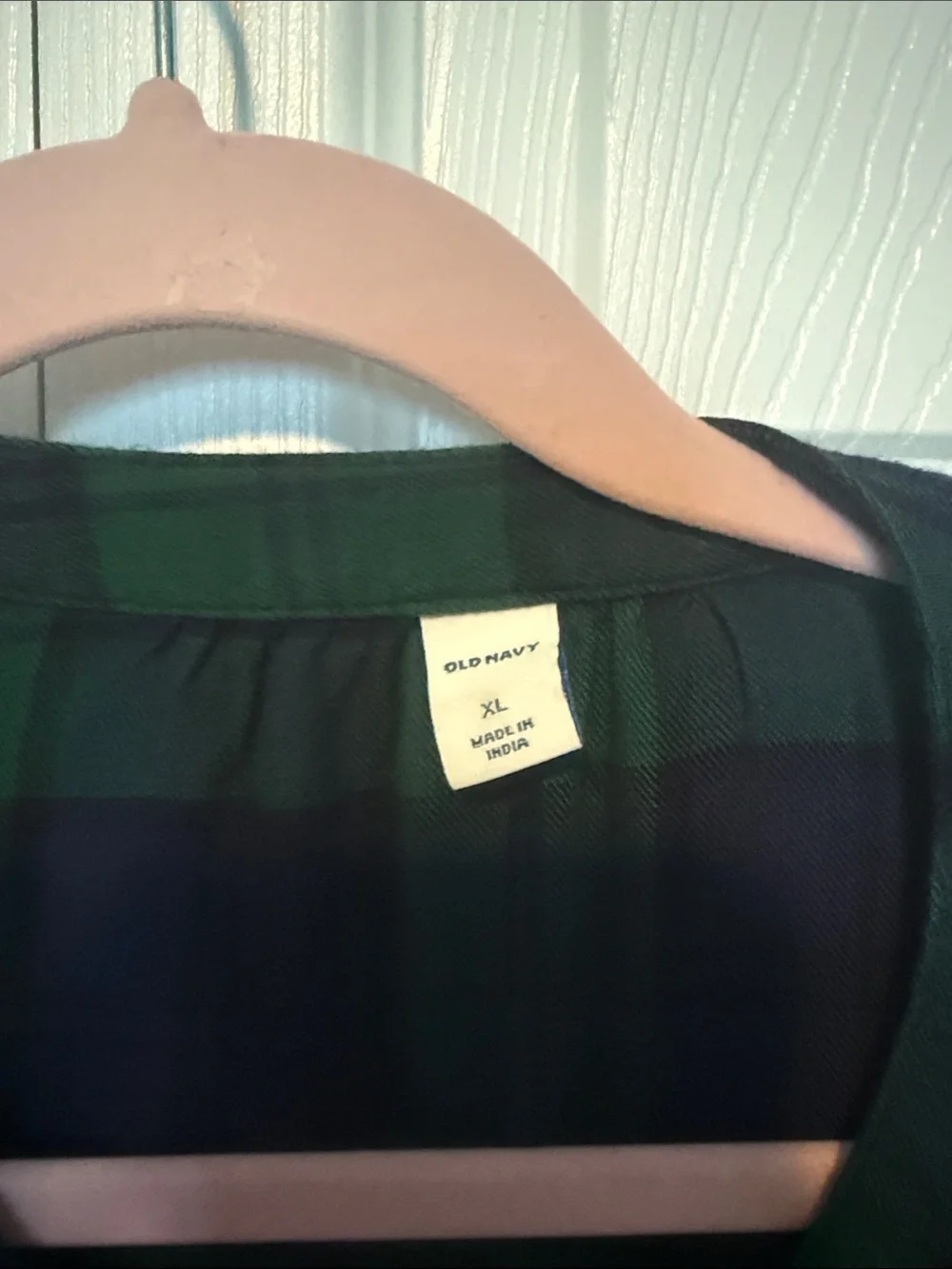 Old Navy Green & Navy Plaid Ruffle-Trim Button-Front Kids Top